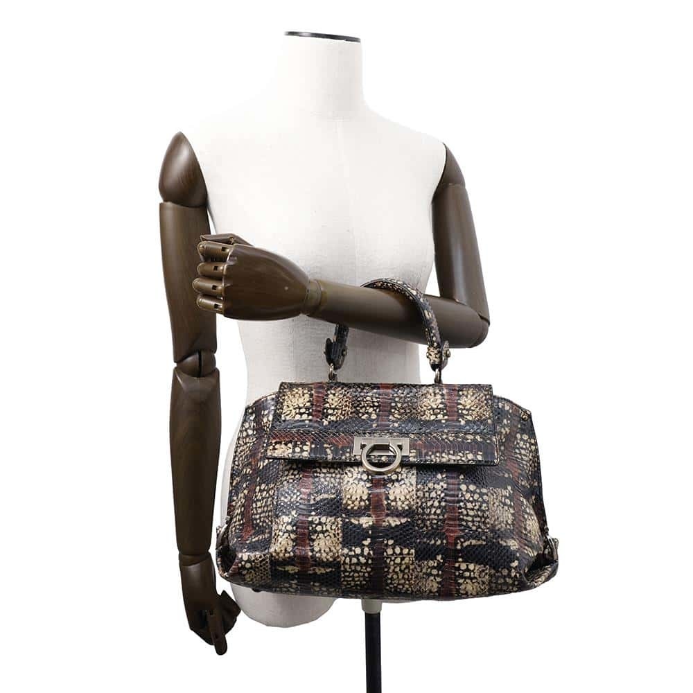 Ferragamo Sofia Gancini Python Shoulder Bag White… - image 5